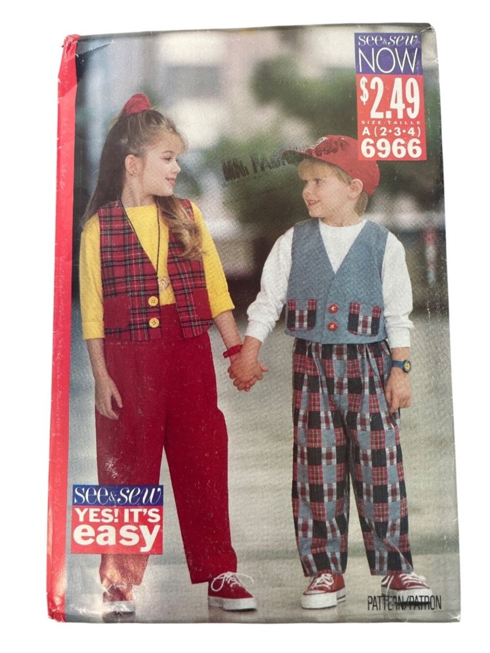 Vintage 90s See & Butterick 6966 Sewing Pattern Sizes 2-3-4 Vest Top Pants UNCUT